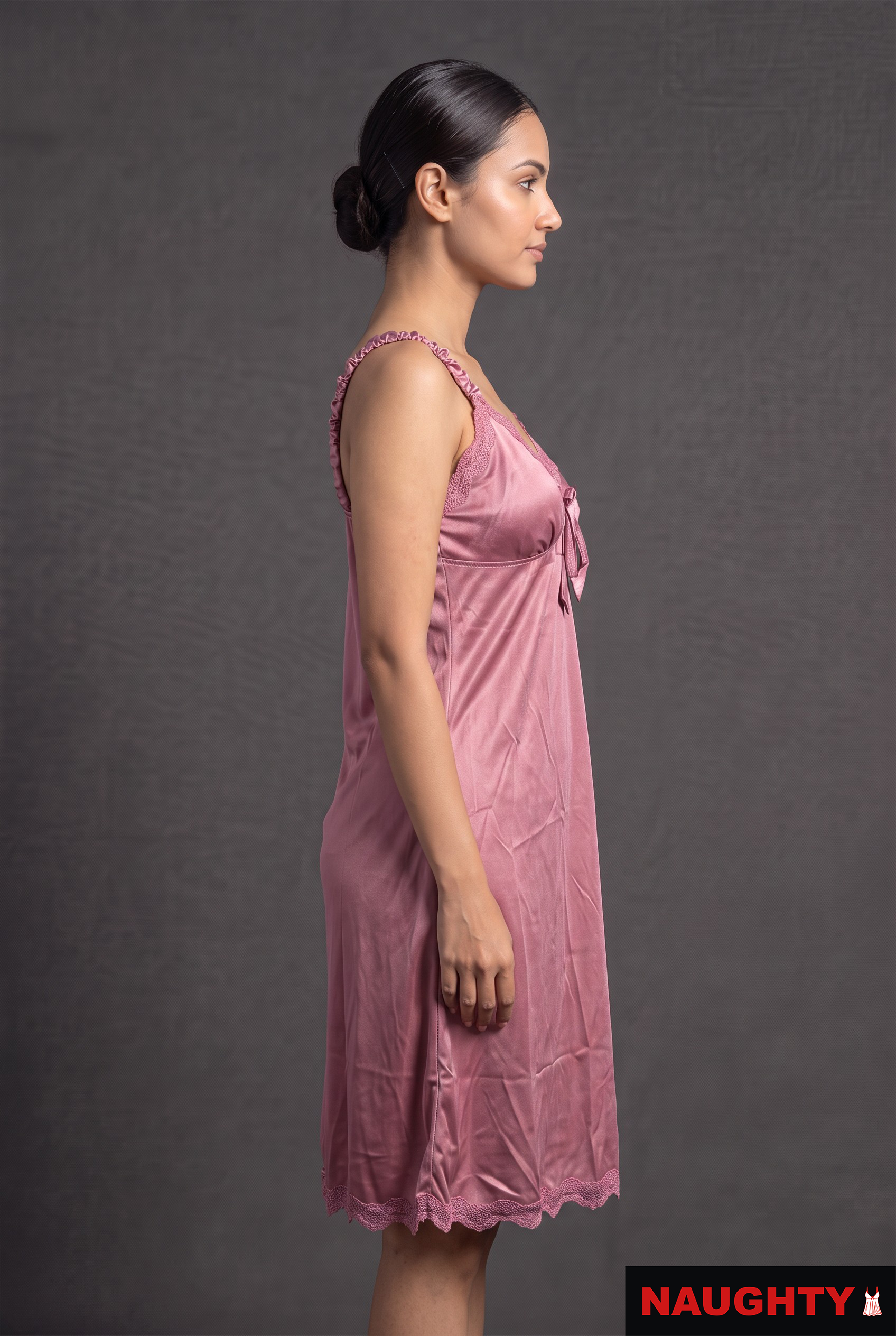 2 Piece Silky Satin Lingerie Set Pink