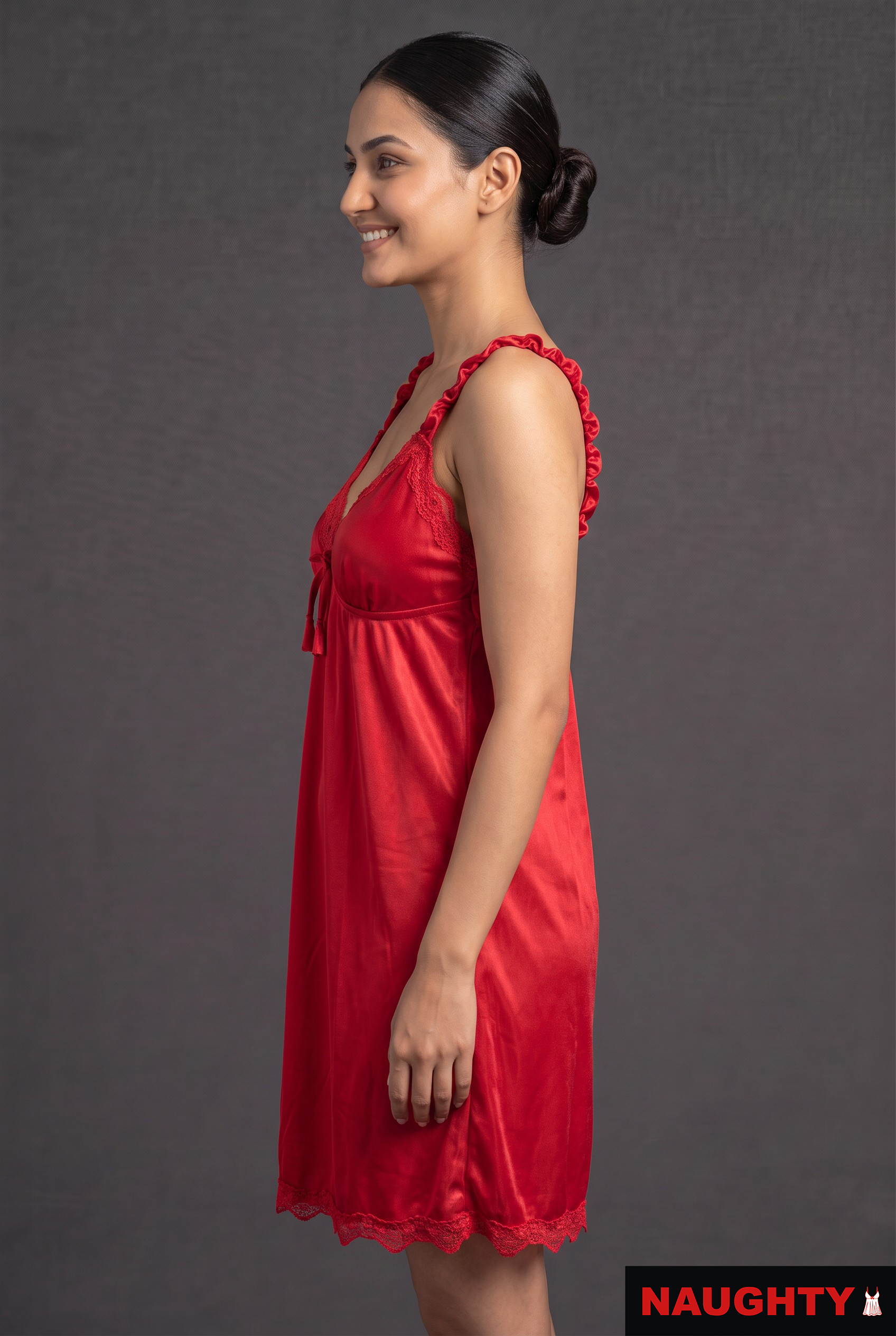 2 Piece Silky Satin Lingerie Set Red