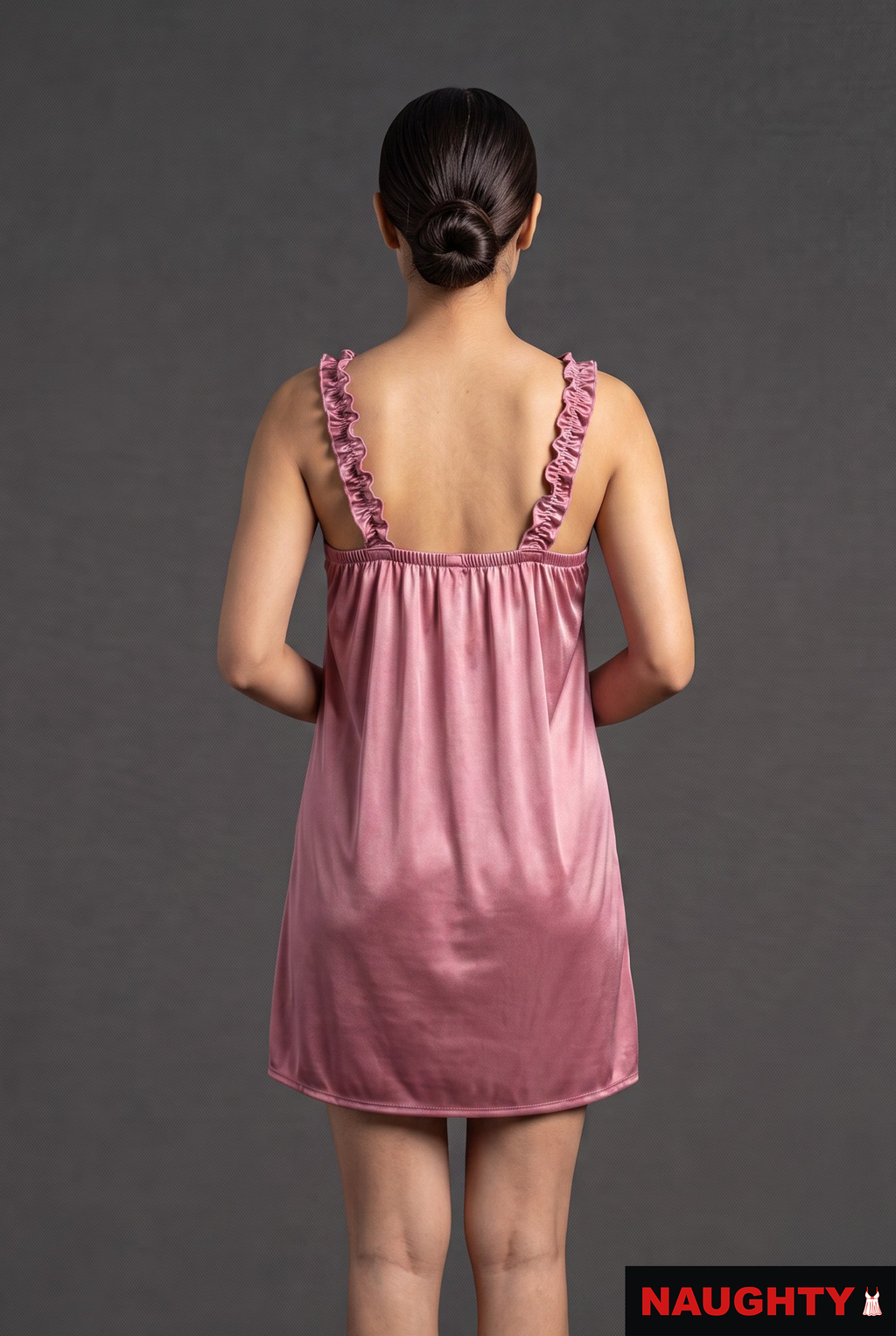 2 Piece Silky Satin Lingerie Set Pink