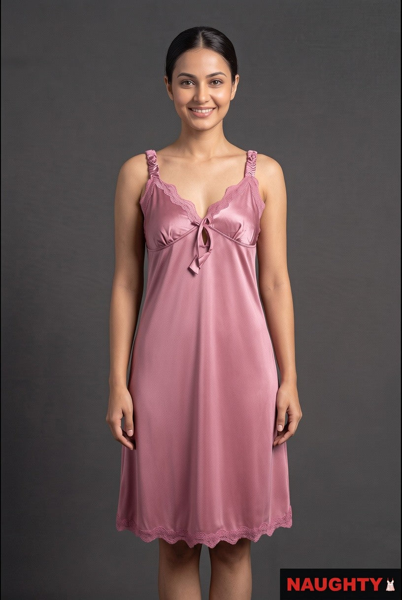 2 Piece Silky Satin Lingerie Set Pink