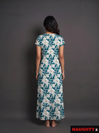 Floral Teal Blue Rayon Nighty