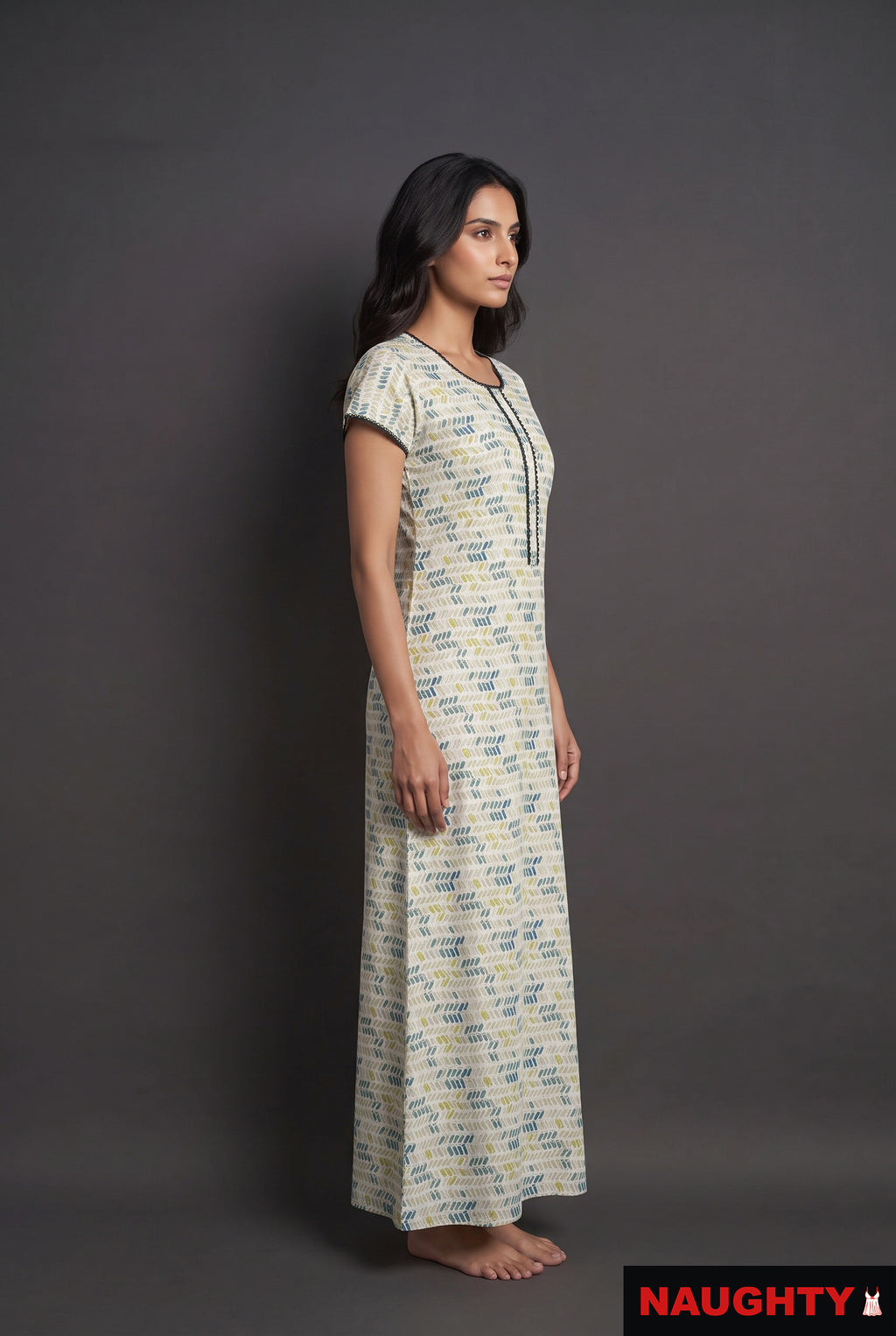 Geometric Print Rayon Nighty