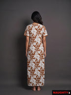 Floral Deep Orange Rayon Nighty