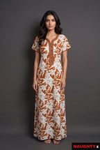 Floral Deep Orange Rayon Nighty