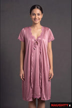 2 Piece Silky Satin Lingerie Set Pink
