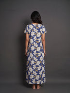 Floral Dark Blue Rayon Nighty