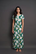 Floral Dark Green Rayon Nighty