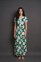 Floral Dark Green Rayon Nighty