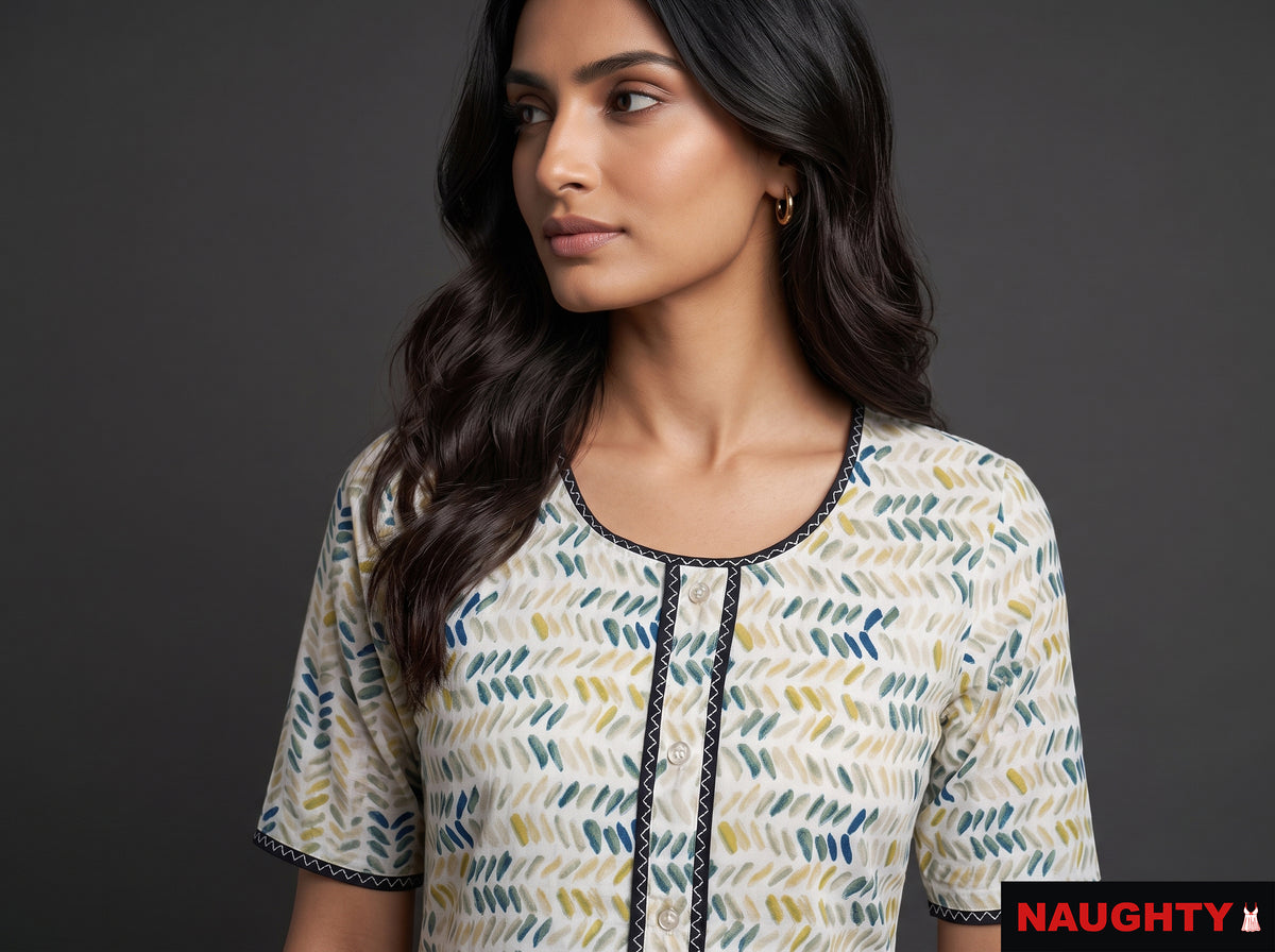 Geometric Print Rayon Nighty