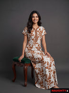 Floral Deep Orange Rayon Nighty