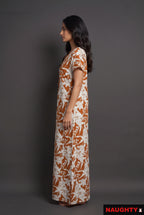 Floral Deep Orange Rayon Nighty