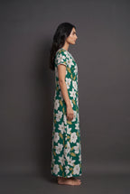 Floral Dark Green Rayon Nighty